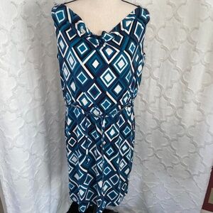 Ann Taylor Blue/White Pattern Dress - Medium
